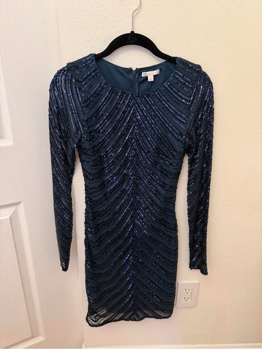 GB girls Navy Blue Long-Sleeve Sequin Party Dress
